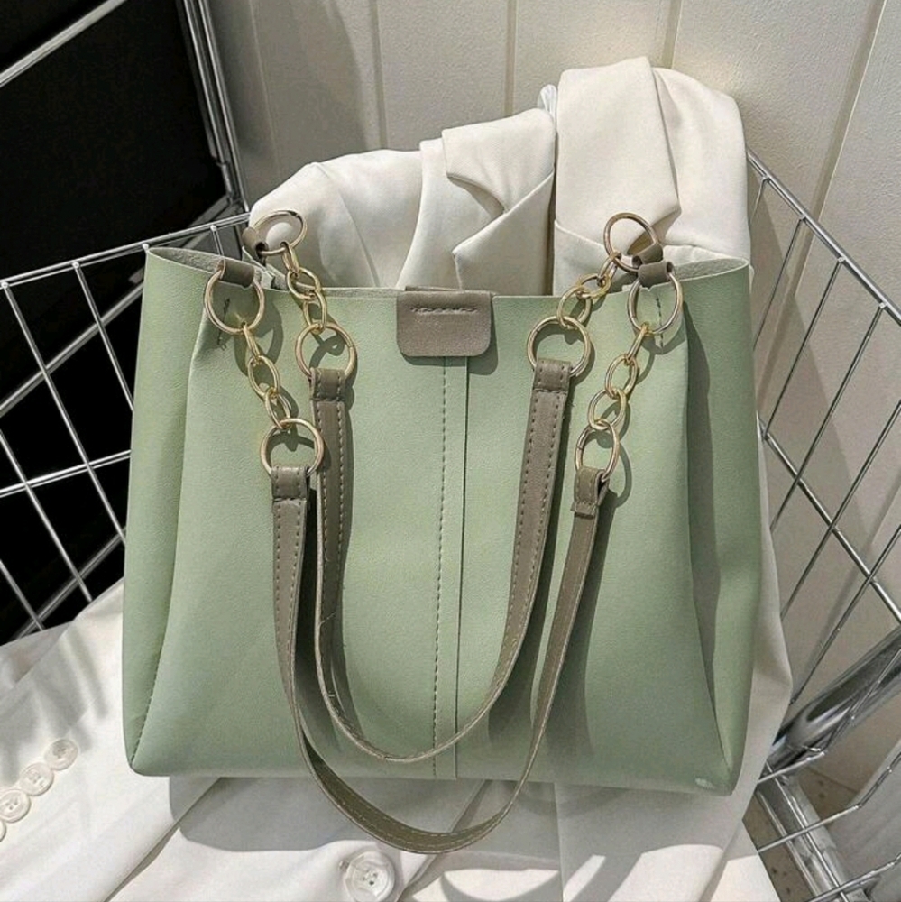 Shoulder Bag Patch Decor Double Handleshoulder BagFashion,Minimalist,CasualSo